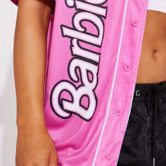 Barbie Pink Baseball Jersey West Coast Barbie Logo Women's Sizes NWT - Picture 4 of 14